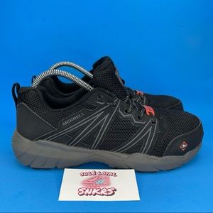 Merrell Womens Black Full Bench Superlite Alloy Toe Work Shoe Comfort Base Sz 8M